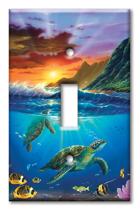 Decorative Printed OVERSIZED Switch Plate - Electrical Switch Cover JUMBO Wall Plate by Art Plates - Sea Turtles II