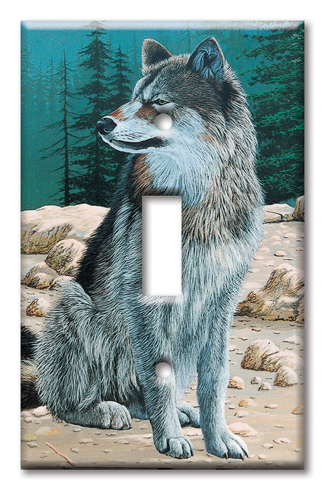 Decorative Printed OVERSIZED Switch Plate - Electrical Switch Cover JUMBO Wall Plate by Art Plates - Wolf