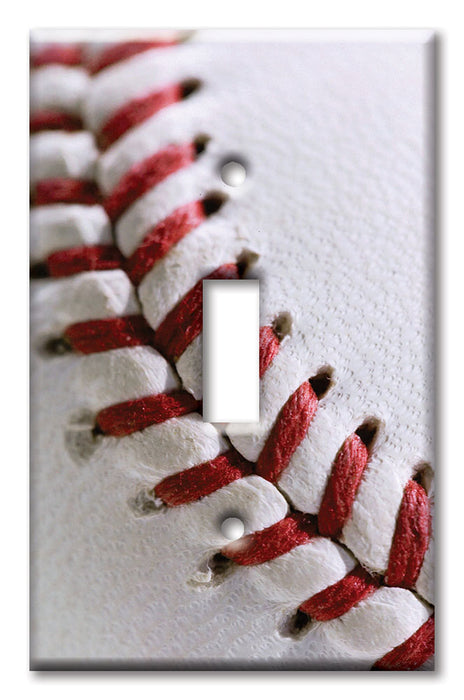 Decorative Printed OVERSIZED Switch Plate - Electrical Switch Cover JUMBO Wall Plate by Art Plates - Baseball Stitch