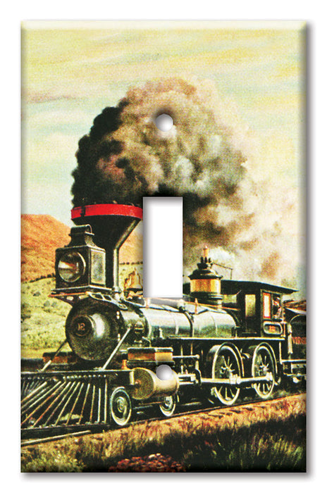 Decorative Printed Switch Plate - Electrical Switch Cover Wall Plate by Art Plates - Train II