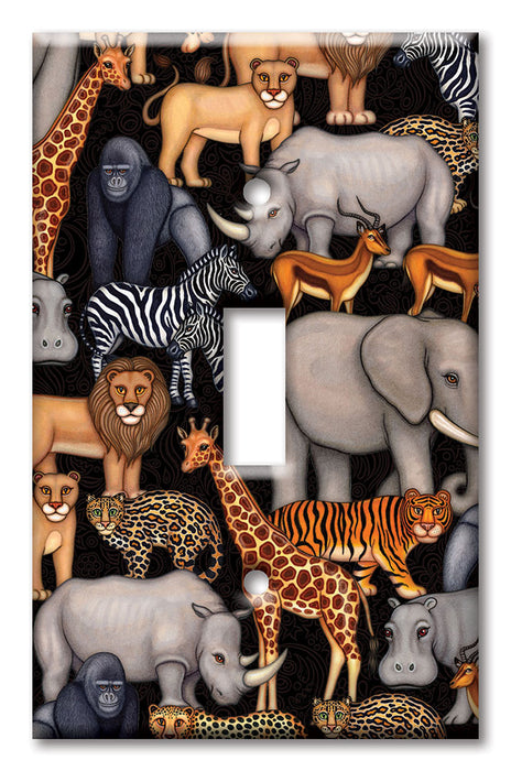 Decorative Printed OVERSIZED Switch Plate - Electrical Switch Cover JUMBO Wall Plate by Art Plates - Jungle Animals - Image by Dan Morris