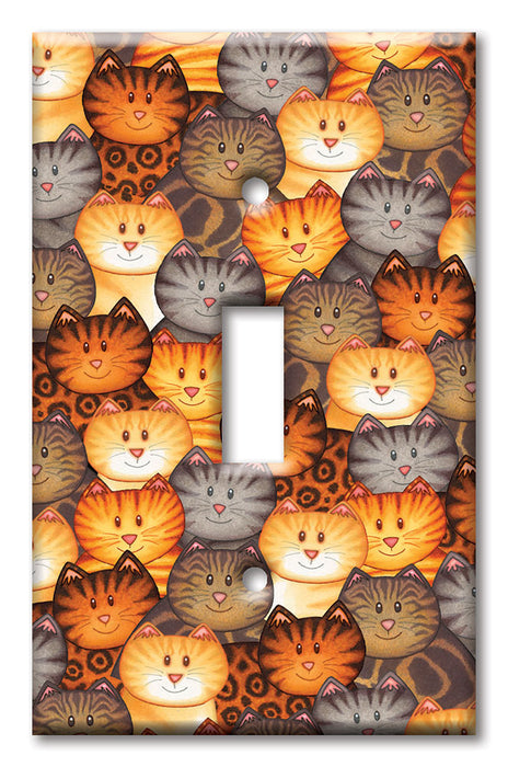 Decorative Printed Switch Plate - Electrical Switch Cover Wall Plate by Art Plates - Cat Faces - Image by Dan Morris