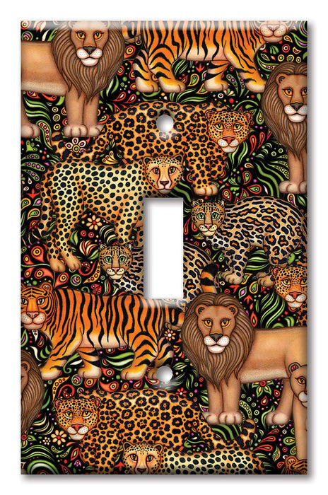 Decorative Printed OVERSIZED Switch Plate - Electrical Switch Cover JUMBO Wall Plate by Art Plates - Big Cats - Image by Dan Morris