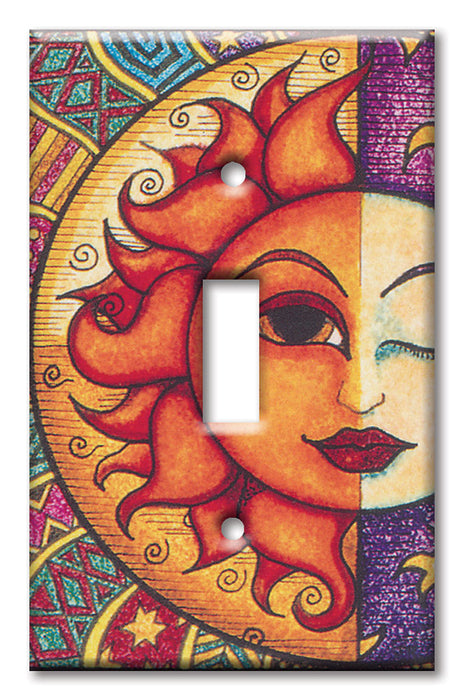 Decorative Printed OVERSIZED Switch Plate - Electrical Switch Cover JUMBO Wall Plate by Art Plates - Winking Sun - Image by Dan Morris