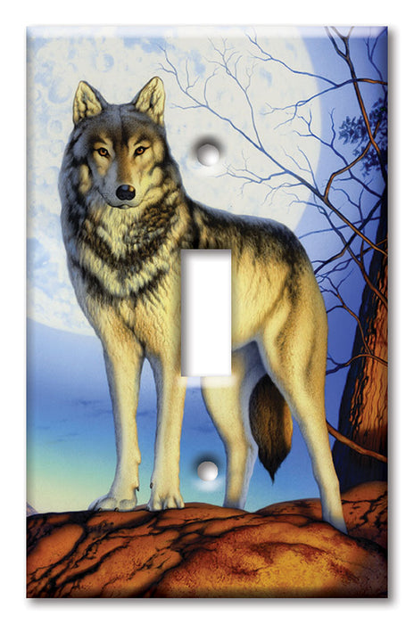 Decorative Printed OVERSIZED Switch Plate - Electrical Switch Cover JUMBO Wall Plate by Art Plates - Timber Wolf