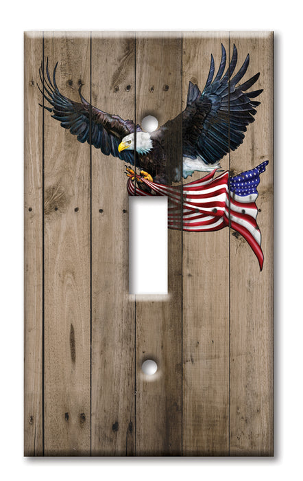 Decorative Printed OVERSIZED Switch Plate - Electrical Switch Cover JUMBO Wall Plate by Art Plates - Eagle with Flag