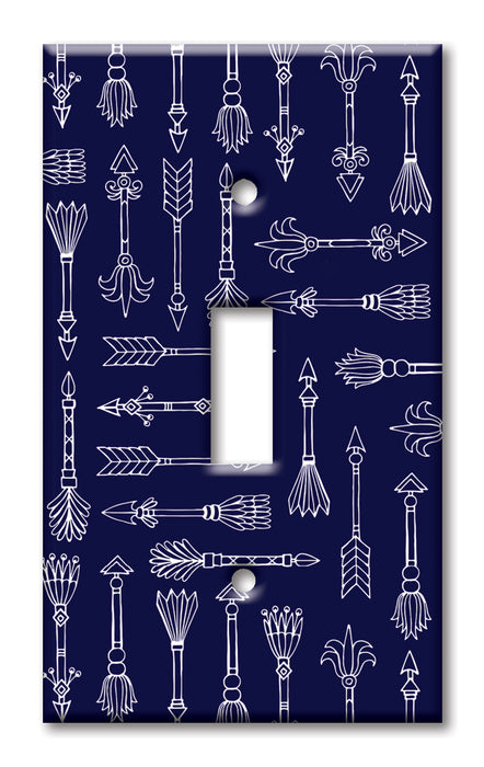 Decorative Printed OVERSIZED Switch Plate - Electrical Switch Cover JUMBO Wall Plate by Art Plates - Blue Arrows