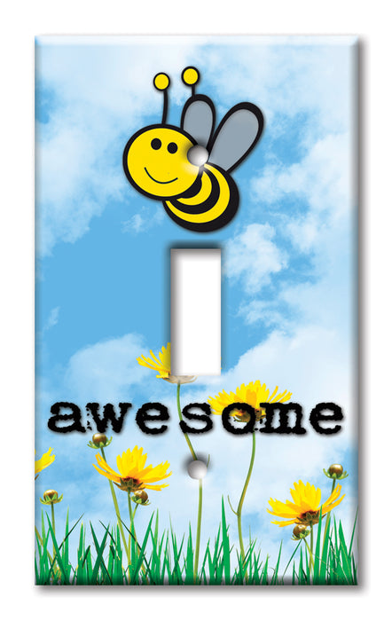 Decorative Printed Switch Plate - Electrical Switch Cover Wall Plate by Art Plates - Bee Awesome