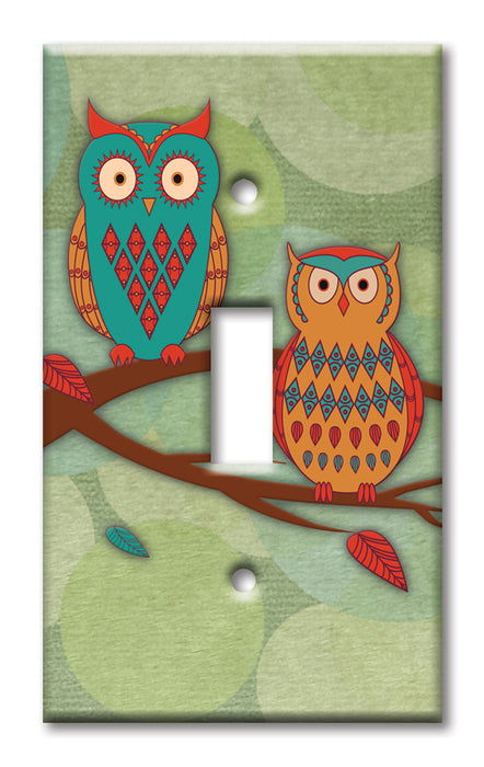 Decorative Printed OVERSIZED Switch Plate - Electrical Switch Cover JUMBO Wall Plate by Art Plates - Whimsical Owls