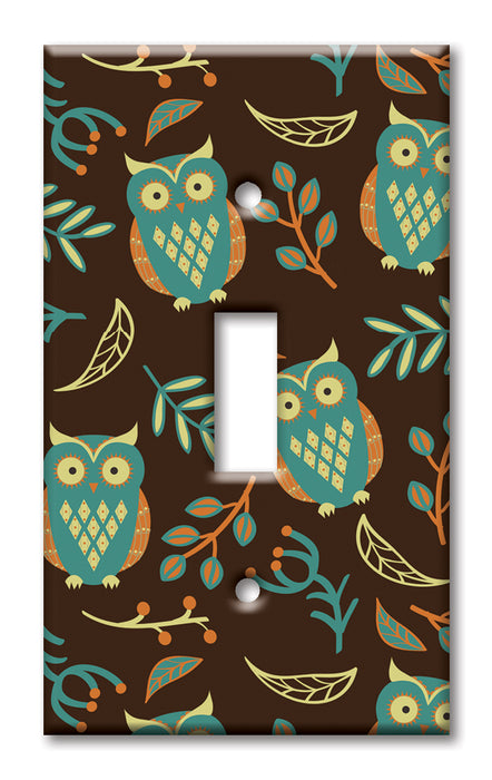 Decorative Printed OVERSIZED Switch Plate - Electrical Switch Cover JUMBO Wall Plate by Art Plates - Brown Owls