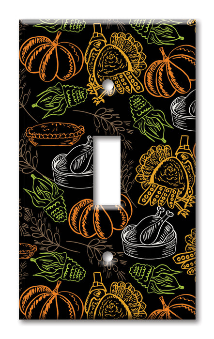 Decorative Printed OVERSIZED Switch Plate - Electrical Switch Cover JUMBO Wall Plate by Art Plates - Thanksgiving