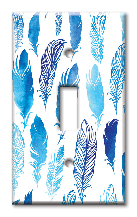 Decorative Printed OVERSIZED Switch Plate - Electrical Switch Cover JUMBO Wall Plate by Art Plates - Feathers