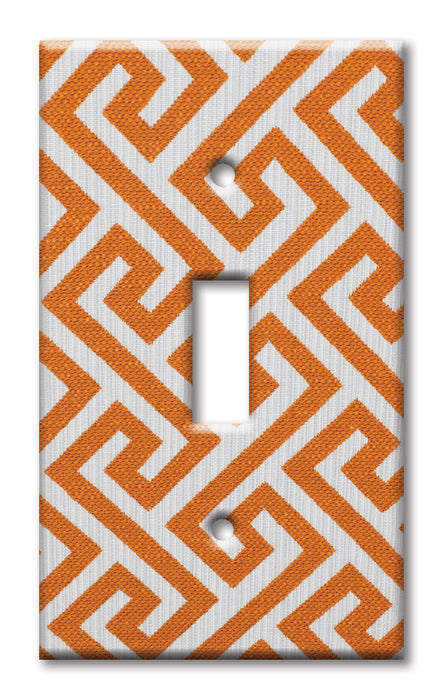 Decorative Printed Switch Plate - Electrical Switch Cover Wall Plate by Art Plates - Orange Maze