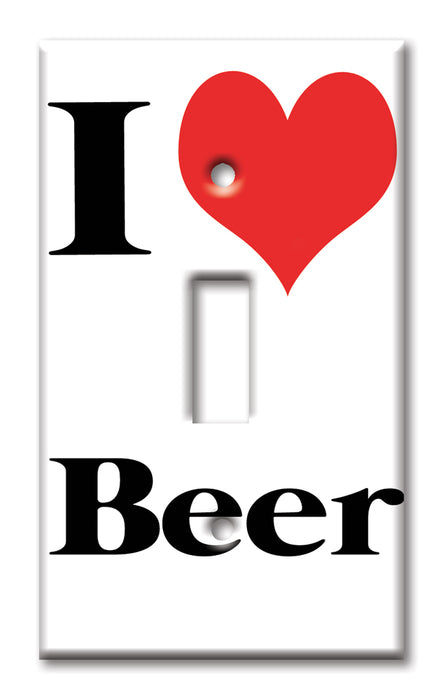 Decorative Printed OVERSIZED Switch Plate - Electrical Switch Cover JUMBO Wall Plate by Art Plates - I Heart Beer