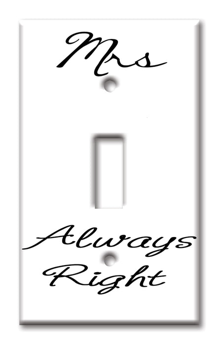 Decorative Printed Switch Plate - Electrical Switch Cover Wall Plate by Art Plates - Mrs. Always Right