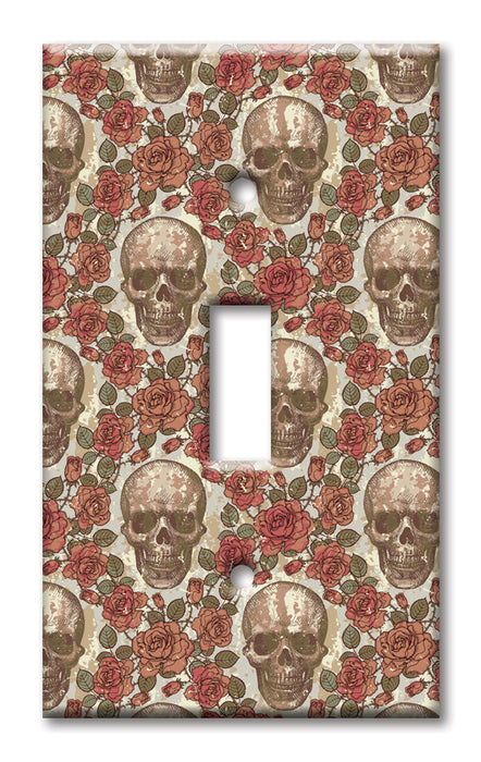 Decorative Printed OVERSIZED Switch Plate - Electrical Switch Cover JUMBO Wall Plate by Art Plates - Skulls and Roses