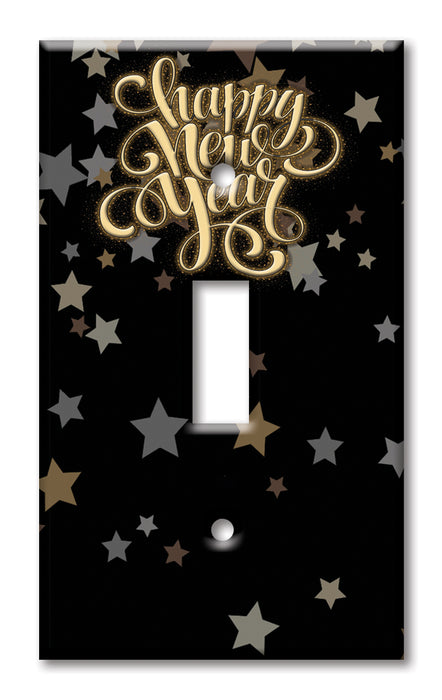 Decorative Printed OVERSIZED Switch Plate - Electrical Switch Cover JUMBO Wall Plate by Art Plates - Happy New Year