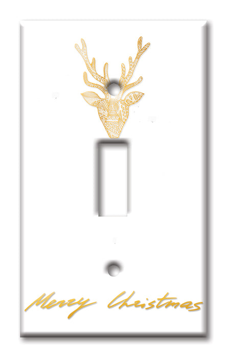 Decorative Printed Switch Plate - Electrical Switch Cover Wall Plate by Art Plates - Gold Antlers