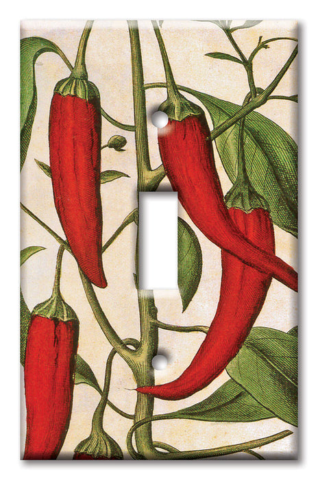 Decorative Printed OVERSIZED Switch Plate - Electrical Switch Cover JUMBO Wall Plate by Art Plates - Red Peppers