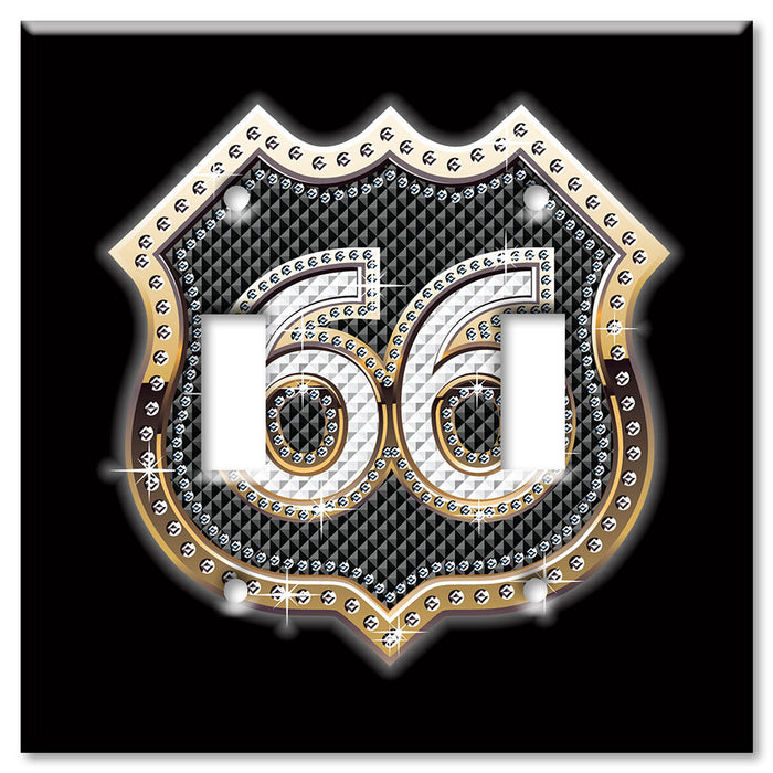 Decorative Printed OVERSIZED Switch Plate - Electrical Switch Cover JUMBO Wall Plate by Art Plates - Route 66 Bling (gold)