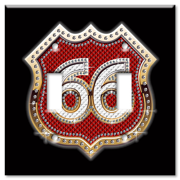 Decorative Printed Switch Plate - Electrical Switch Cover Wall Plate by Art Plates - Route 66 Bling (red)