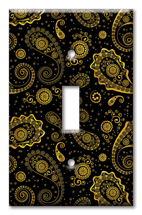 Decorative Printed Switch Plate - Electrical Switch Cover Wall Plate by Art Plates - Gold Paisley