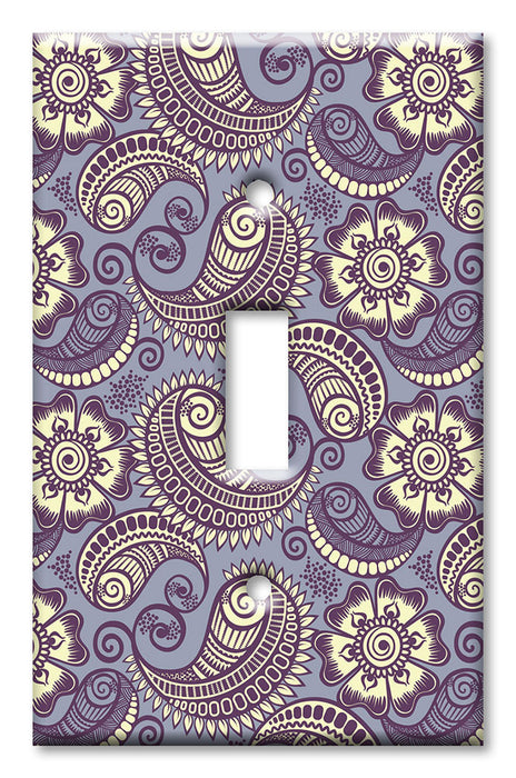 Decorative Printed OVERSIZED Switch Plate - Electrical Switch Cover JUMBO Wall Plate by Art Plates - Lavender Paisley