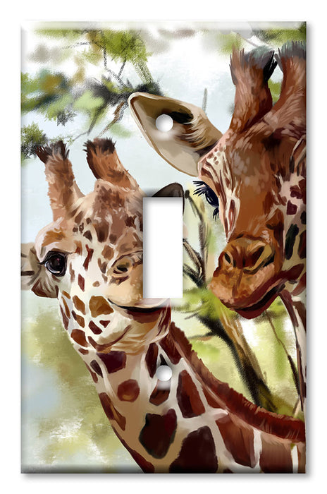 Decorative Printed OVERSIZED Switch Plate - Electrical Switch Cover JUMBO Wall Plate by Art Plates - Giraffes