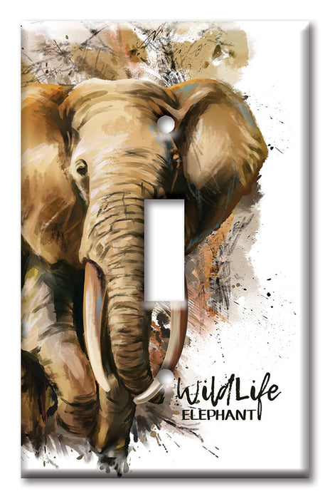 Decorative Printed OVERSIZED Switch Plate - Electrical Switch Cover JUMBO Wall Plate by Art Plates - Wild Life Elephant