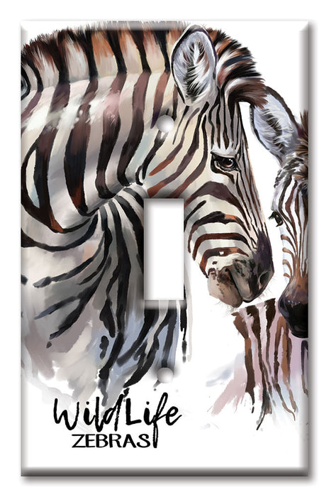 Decorative Printed OVERSIZED Switch Plate - Electrical Switch Cover JUMBO Wall Plate by Art Plates - Wild Life Zebras