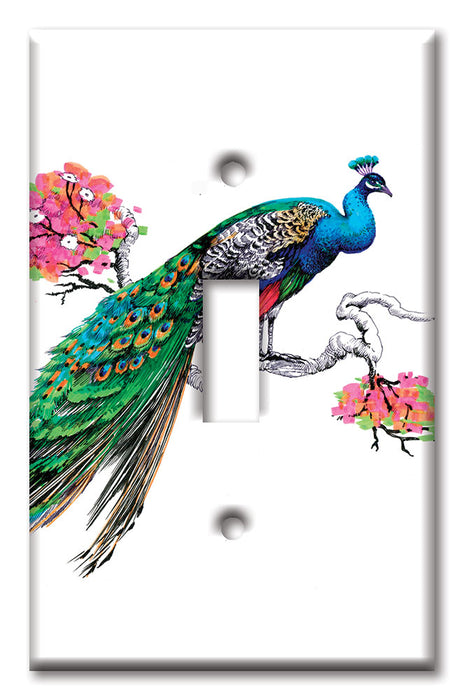 Decorative Printed Switch Plate - Electrical Switch Cover Wall Plate by Art Plates - Colorful Peacock