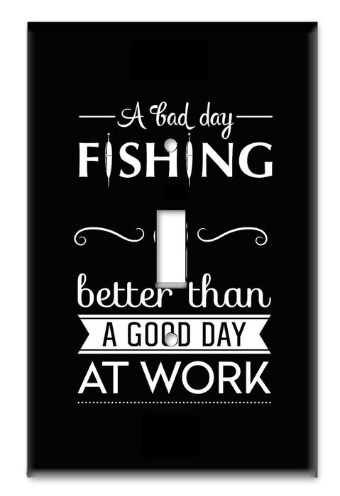 Decorative Printed OVERSIZED Switch Plate - Electrical Switch Cover JUMBO Wall Plate by Art Plates - Bad Day Fishing