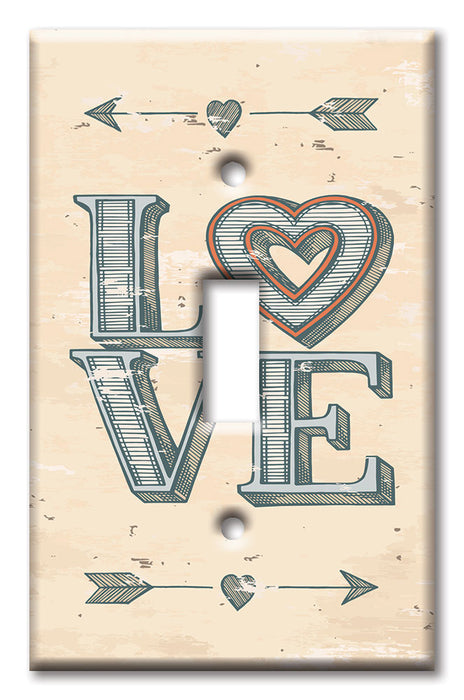 Decorative Printed OVERSIZED Switch Plate - Electrical Switch Cover JUMBO Wall Plate by Art Plates - Love