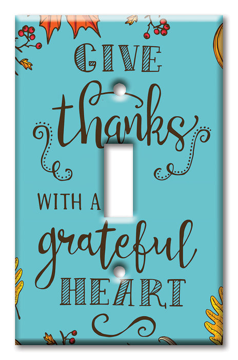 Decorative Printed OVERSIZED Switch Plate - Electrical Switch Cover JUMBO Wall Plate by Art Plates - Give Thanks