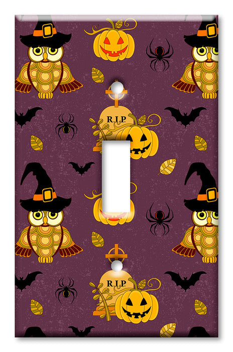 Decorative Printed OVERSIZED Switch Plate - Electrical Switch Cover JUMBO Wall Plate by Art Plates - Halloween Owls