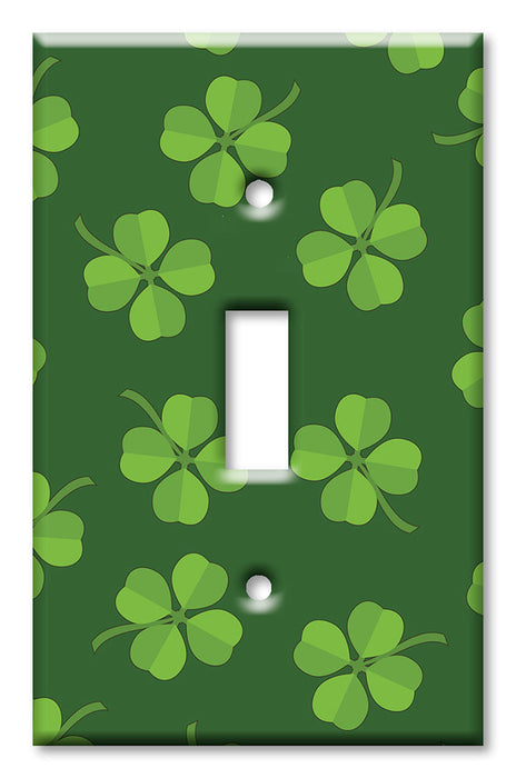 Decorative Printed OVERSIZED Switch Plate - Electrical Switch Cover JUMBO Wall Plate by Art Plates - Four Leaf Clovers