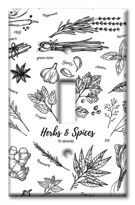 Decorative Printed Switch Plate - Electrical Switch Cover Wall Plate by Art Plates - Herbs and Spices 2