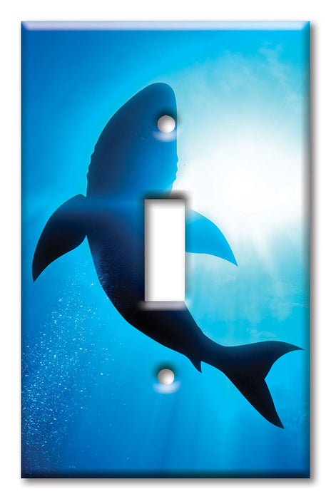 Decorative Printed Switch Plate - Electrical Switch Cover Wall Plate by Art Plates - Circling Sharks