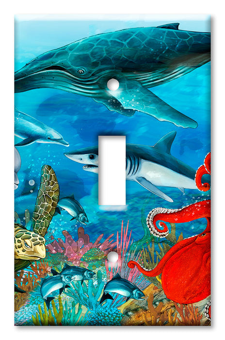 Decorative Printed Switch Plate - Electrical Switch Cover Wall Plate by Art Plates - Reef Life