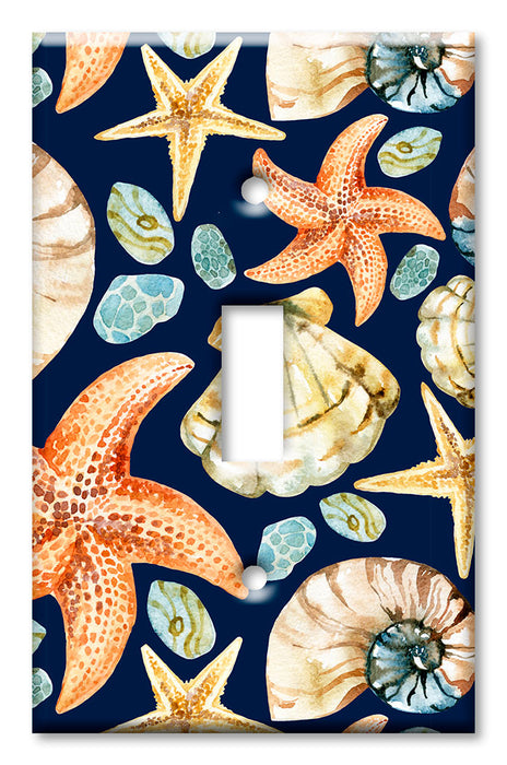 Decorative Printed Switch Plate - Electrical Switch Cover Wall Plate by Art Plates - Shells