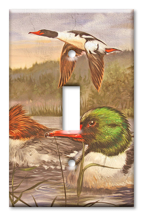 Decorative Printed OVERSIZED Switch Plate - Electrical Switch Cover JUMBO Wall Plate by Art Plates - Ducks On Water