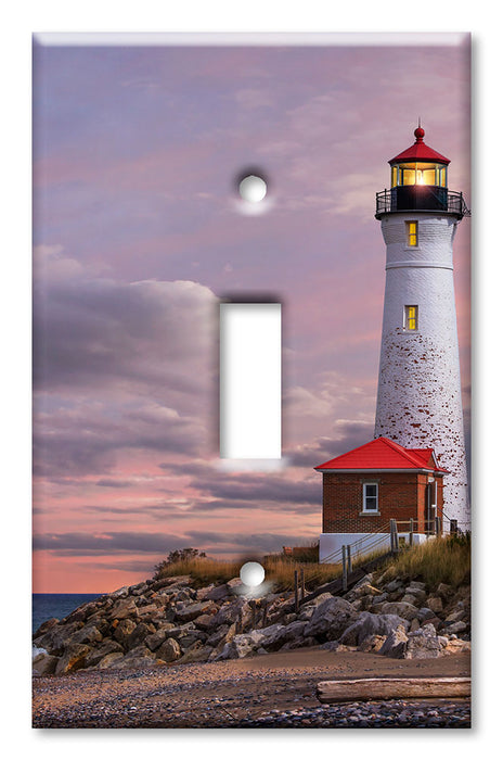 Decorative Printed OVERSIZED Switch Plate - Electrical Switch Cover JUMBO Wall Plate by Art Plates - Lighthouse Of Michigan