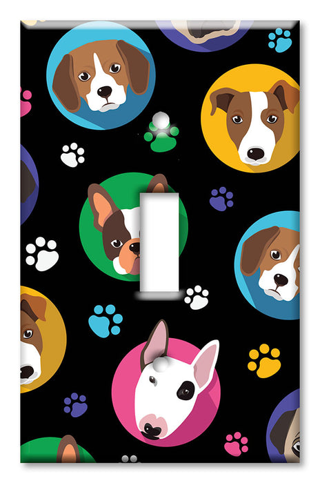 Decorative Printed Switch Plate - Electrical Switch Cover Wall Plate by Art Plates - Dog Heads