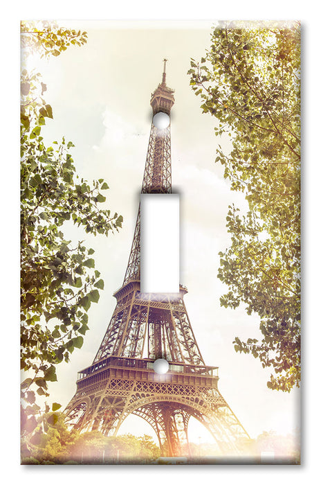 Art Plates Eiffel Tower Duplex Outlet Cover - Decorative Metal Wall Plate, Made In USA