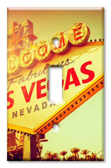 Decorative Printed OVERSIZED Switch Plate - Electrical Switch Cover JUMBO Wall Plate by Art Plates - Las Vegas Sign