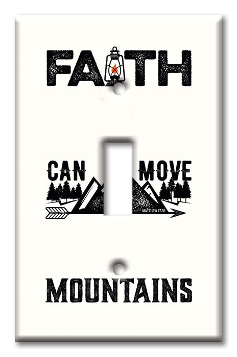 Decorative Printed OVERSIZED Switch Plate - Electrical Switch Cover JUMBO Wall Plate by Art Plates - Faith Can Move Mountains