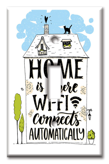 Decorative Printed OVERSIZED Switch Plate - Electrical Switch Cover JUMBO Wall Plate by Art Plates - Home Is Wi-Fi