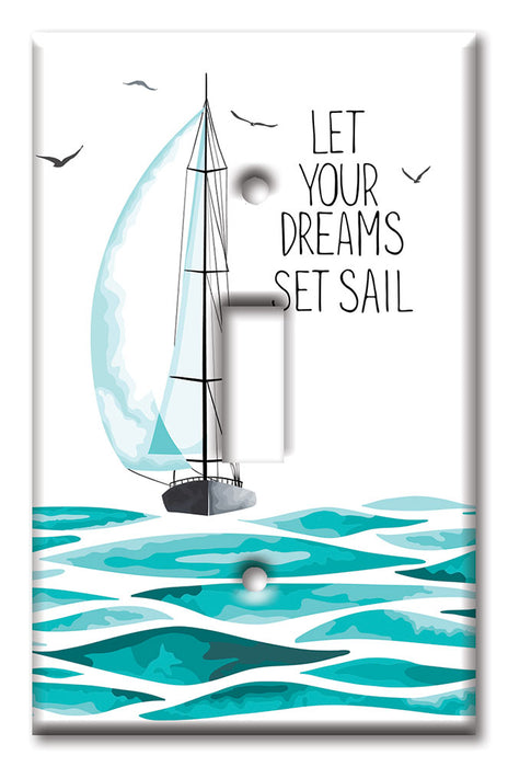 Decorative Printed OVERSIZED Switch Plate - Electrical Switch Cover JUMBO Wall Plate by Art Plates - Let Your Dreams Set Sail