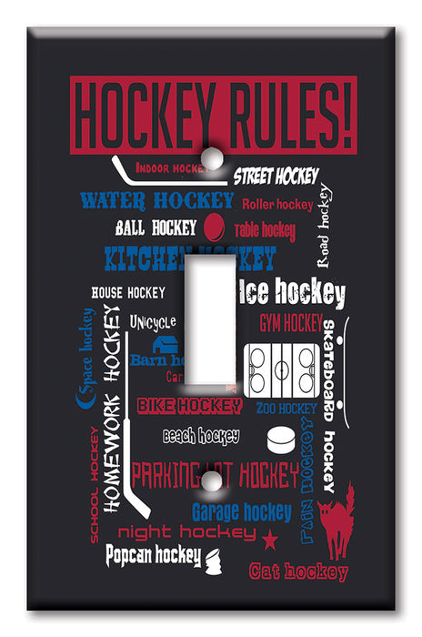 Decorative Printed OVERSIZED Switch Plate - Electrical Switch Cover JUMBO Wall Plate by Art Plates - Hockey Rules