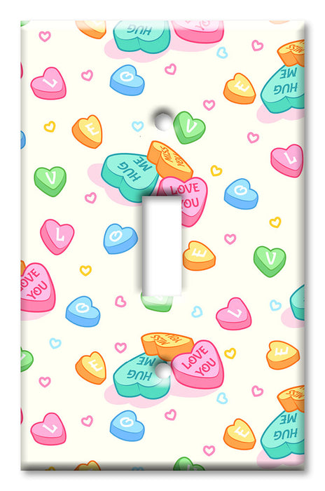 Decorative Printed Switch Plate - Electrical Switch Cover Wall Plate by Art Plates - Candy Hearts